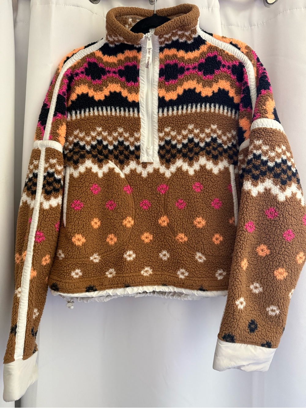 FP Movement by Free People Brown Multi-Color Fleece Half-Zip Pullover